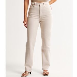 New Abercrombie & Fitch Ultra High Rise 90s Straight In Oatmeal Size 22W Short